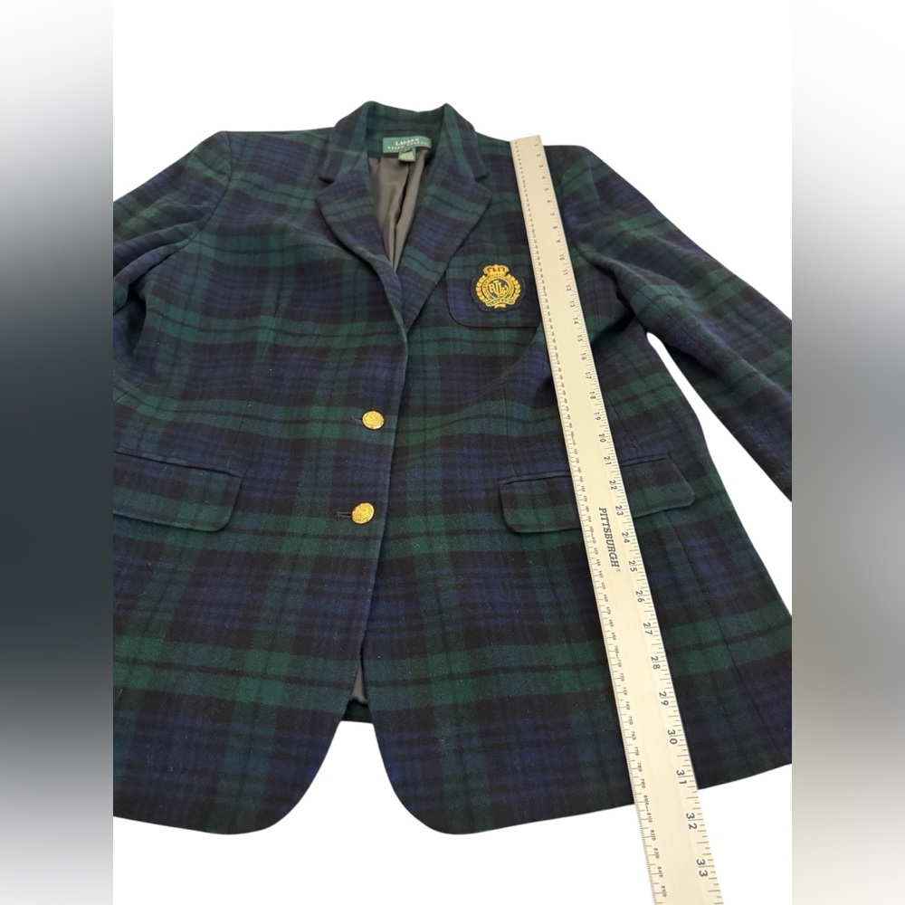Lauren Ralph Lauren Blackwatch Plaid Wool Cashmere Blazer 18W Equestrian Jacket - Picture 9 of 15